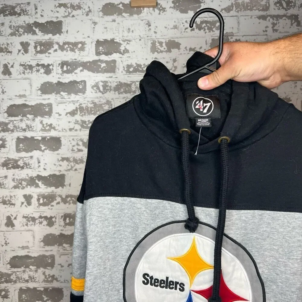 47 Brand Pittsburgh Steelers Gray Black Yellow Pullover Hoodie